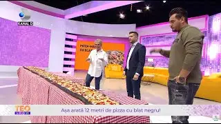 Teo Show - Pizza-mamut cu blat negru, facut din 100 de kg de faina! Cum arata pizza de 12 metri?
