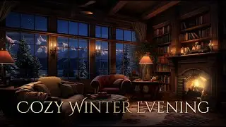 Cozy Winter by the Fire Ambience and Music | Christmas evening, cozy living room, fireplace 🎄❄️