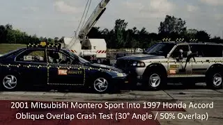 2001 Mitsubishi Montero Sport Into 1997 Honda Accord NHTSA Oblique Overlap Crash Test