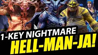 1-KEY NIGHTMARE CLAN BOSS - Hell-Man-Ja Team (Helicath, Maneater, Ninja) - RAID: Shadow Legends