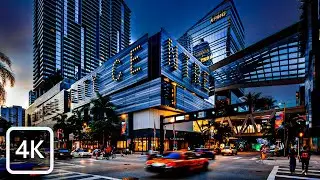 【4K】Night Walk in Downtown Miami | Brickell City Center, Night Miami Ambience