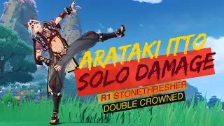 C0 Arataki Itto solo damage test with R1 Redhorn Stonethresher