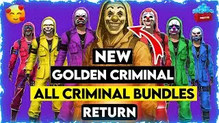 FREE FIRE NEW GOLDEN CRIMINAL BUNDLE | FF ALL CRIMINAL BUNDLES RETURN | ALL CRIMINAL BUNDLES RETURN