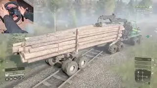 Transporting Logs with Aramatsu Forester  - SnowRunner | Logitech g29
