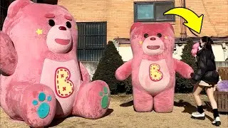 [PRANK] Scary Giant Pink Bear Statue Prank  | AWESOME REACTIONS