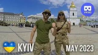 VR180 3D. A walk around Kyiv, Ukraine in May 2023 (Remains of Russian tanks)
