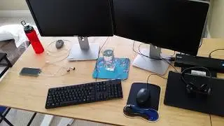 Fully Jarvis Bamboo Adjustable Desk - Glass of Water Stability & Vibration Test - On Carpet
