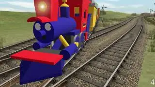 CASEY JR RUNAWAY TRAINZ! - SWINGING SWING RIDE! - TRAINZ RAILROAD SIMULATOR