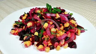There are only three ingredients. Simple and tasty salad for every day. Cook in 5 minutes