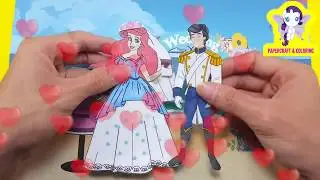 Handmade Dolls Bride and Groom  Paper Doll Wedding Dress Ariel And Prince Papercraft