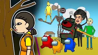 Squid Game This pose 12 어몽어스 오징어 게임 - Poppy Playtime / Among US / Huggy Wuggy / Friday Night Funkin