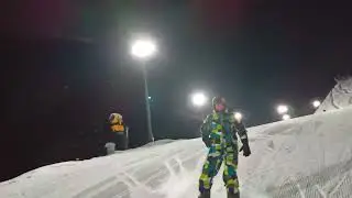 Газпром альпика вечернее катание, полный спуск с 1100м