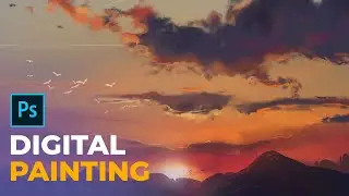 Stylized Digital Painting | Beautiful Sunset Painting in Photoshop