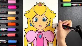 How to Draw PRINCESS PEACH | Step by Step Drawing Tutorial | Posca Markers