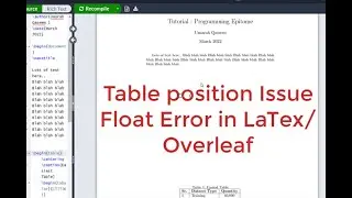 Solution/Fix of Table positioning Issue in LaTex | Table positioning parameters | one/two column doc