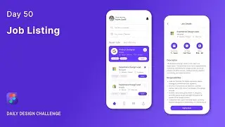 Daily UI Design Challenge | Day 50 | Job Listing App | Figma Mobile App Design Tutorial