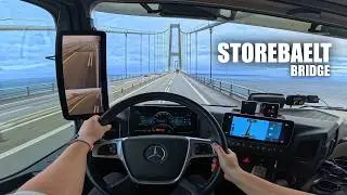 POV Girl Truck Driving 👧 /// The Great Belt Bridge by Mercedes Actros L1953 🚚