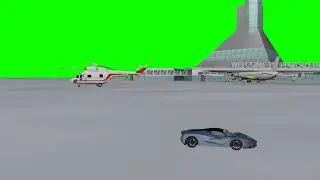 Green Screen Beautiful Airports flying Helicopter & Airplane footage