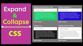 How to Expand Collapse Element using 4 CSS Properties | Visibility | Opacity | Height | Display