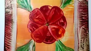 Цветок стилусом и воском. Энкаустика. #encausticart