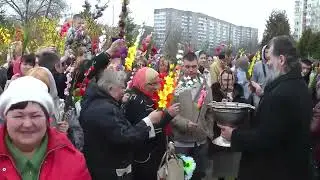 Люди на освещении вербы