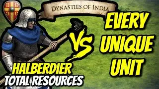 HALBERDIER (Byzantines) vs EVERY UNIQUE UNIT (Total Resources) | AoE II: DE