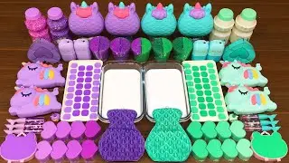 PURPLE vs MINT !!! Mixing random into GLOSSY slime!!!Satisfying Nastya Slime 