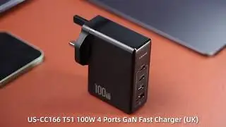 USAMS US-CC166 100W GaN Charger For Laptop/Mobiles with 3 USB-C and 1 QC3.0 USB-A Ports