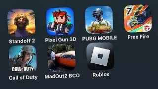 Standoff 2,Pixel Gun 3D,PUBG Mobile,Garena Free Fire,Call of Duty Mobile,Madout 2,Roblox - Fortblox