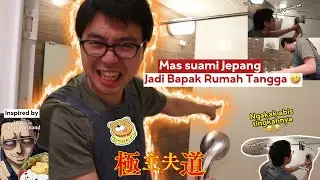 Mas suami cosplay jadi Gokushofudo - gosok kamar mandi dengan gaya