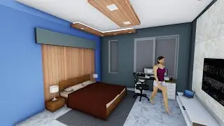 Sketchup Bedroom Interior Design with Vray Render Tutorial in Hindi Part 2