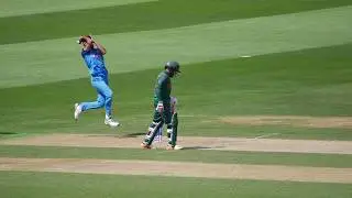 Right Arm Fast bowler (Bhuvi) front-on bowling action from side view in slo-mo