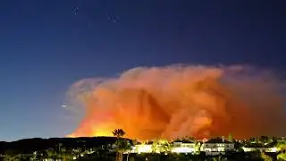 Timelapse Palisades Fire (North side Tarzana/Encino, 1/10/2025)