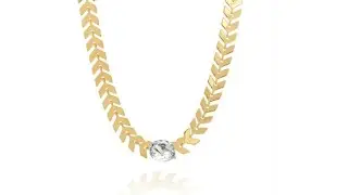 Colar Choker Escamas de Peixe com Strass Zircônia Folheado à Ouro 18k