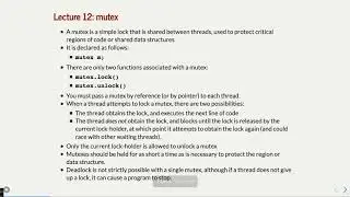 CS 110 Lecture 12 Review of mutex, conditional_variable_any, semaphore