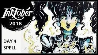INKTOBER 2018 ♦ Day 4 SPELL ♦ Speed paint INK DRAWING by Sakuems