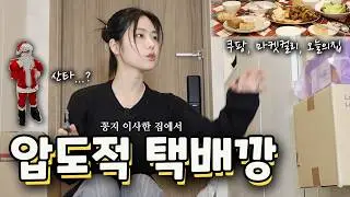 이사 후 압도적인 꽁지네 택배깡, 산타 변장에 아기반응, (쿠팡, 마켓컬리 리뷰)