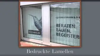 Bedruckte Foto-Schiebegardine oder bedruckte Mittelzugrollos ohne seitliche Perl-Ketten oder Schnur
