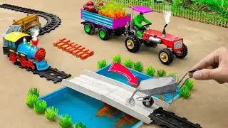 DIY tractor making MINI CONCRETE BRIDGE science project | CONSTRUCTION of mini bridge | DIY tractor