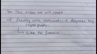 Cryptography and Network Security: #11 Euler's Phi Function