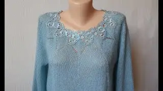 Туника спицами с кокеткой из кружева, обзор готового изделия
