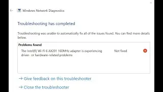 📶 Intel Wi-Fi is experiencing problems fix