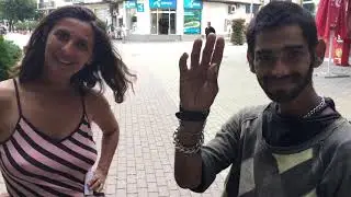 Tsetsi Talks with Gipsy Boy in Bulgaria. Цеци и ЖельоМир подаряват дрехи на циганче от махалата.