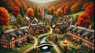 8 hours in an autumn Tudor village with relaxing lute music