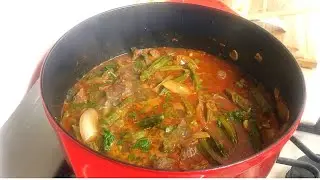 Okra and Beef Stew Recipe 😋 How to cook Okra بامية