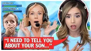 I made this Kid put his Mom on the Mic in Fortnite.. Pokimane Random Duos!