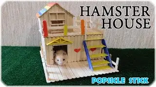 DIY Rainbow Hamster House.  Popsicle stick Hamster House