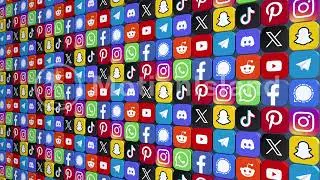 Social Media Icons Animation 1  - 4K video