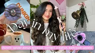 WEEKLY VLOG: Dunkin' spider donut, Marshalls, Michaels, content creation, TikTok shop, fresh blowout