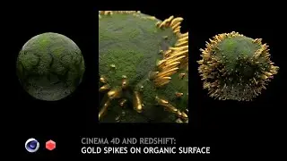 CINEMA 4D R20 AND REDSHIFT GOLD SPIKES ON ORGANIC SURFACE